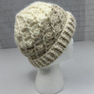 Handmade‎ Women's NEW Tan Braided Ribbed Winter Knit Beanie - Off White Tan